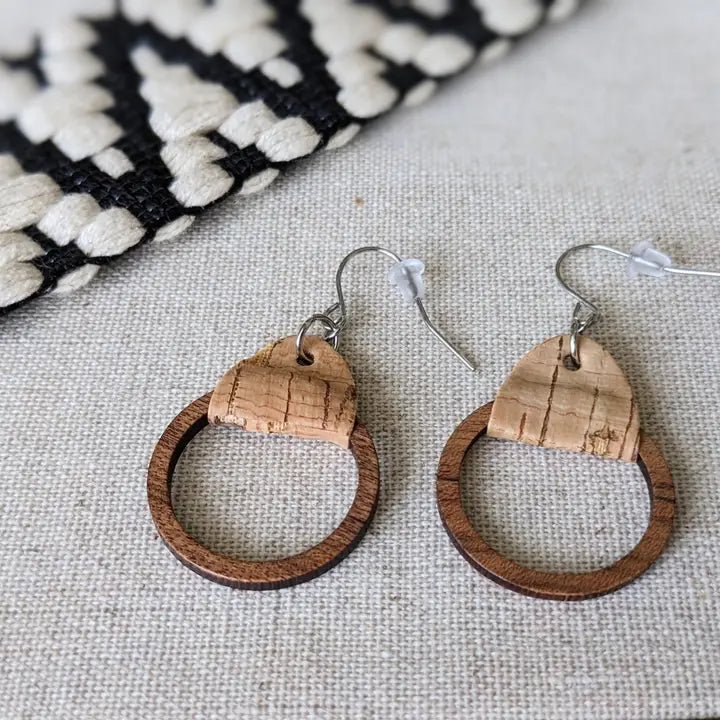 Cork & Wood Hoops - Natural