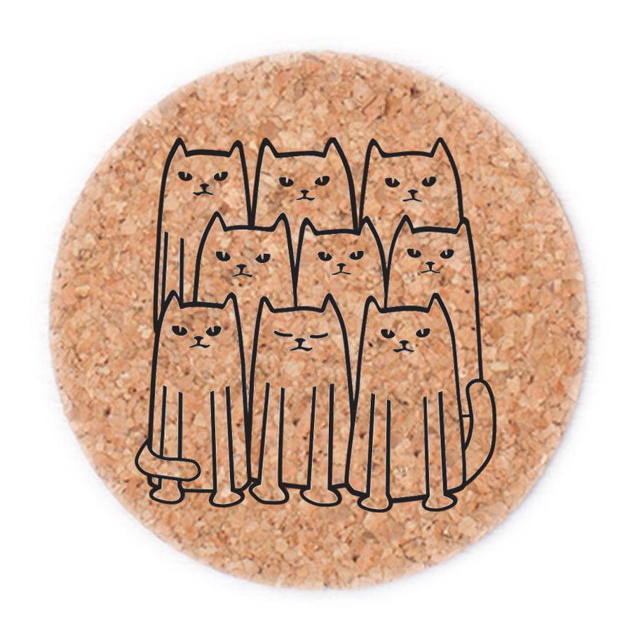 Cork Coaster Set - Cats