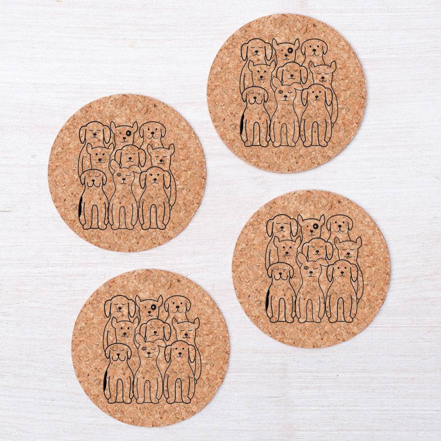 Cork Coaster Set - Dogs