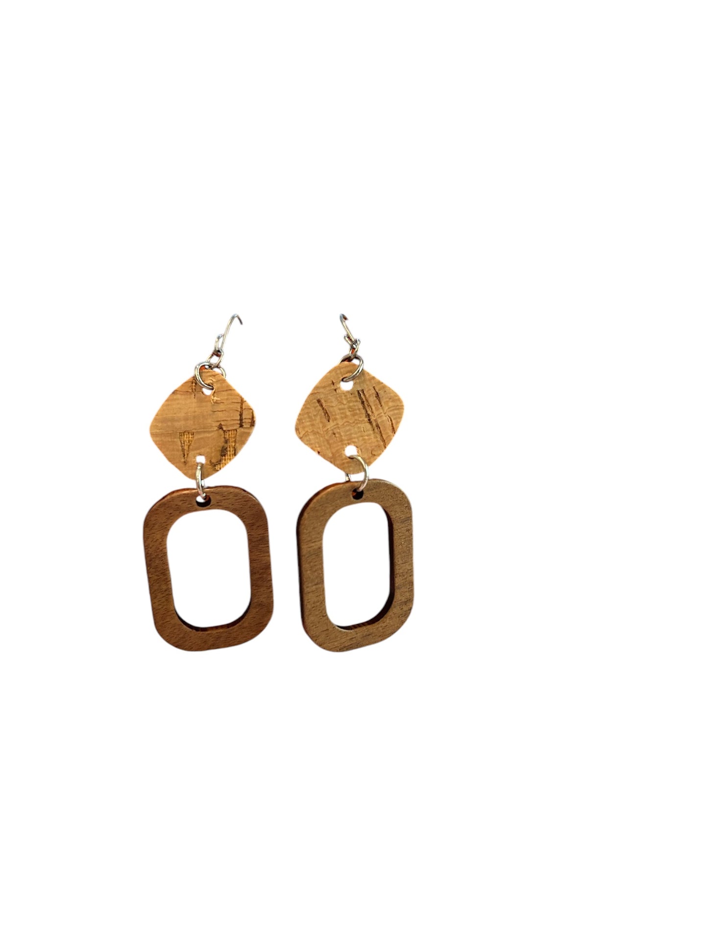 Cork & Wood Dangle Earrings