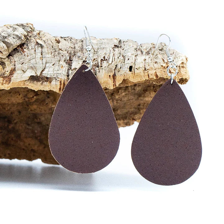 Cork Drop Earrings - Brown